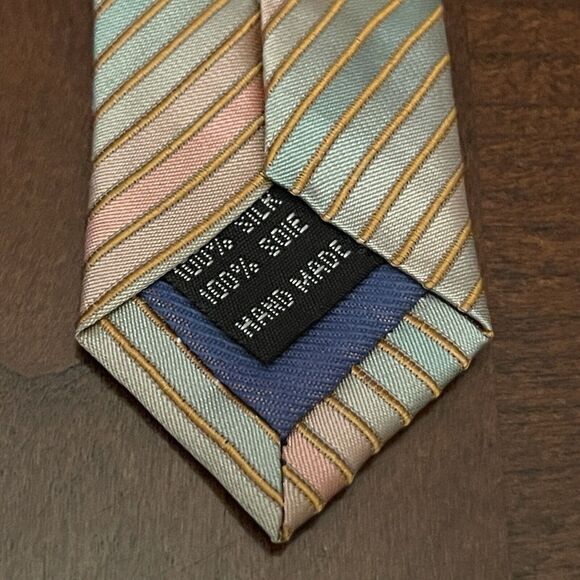 Earvin Magic Johnson Signature Blue Pink Hand Made 100% Silk Made In China - Picture 7 of 9